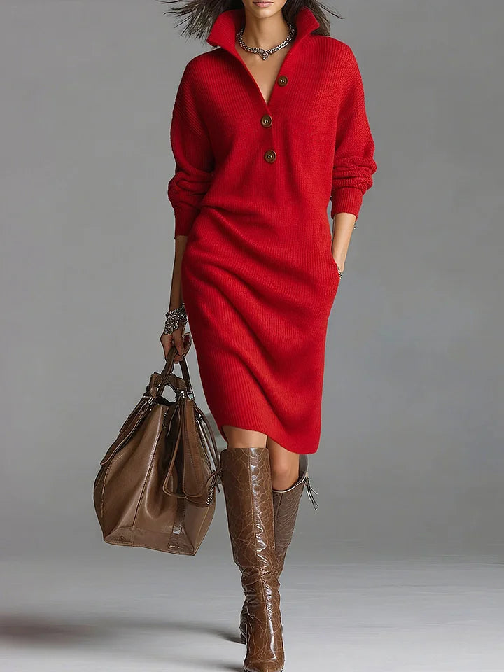 Ursuline | Collared Button Women's Sweater Dress for Winter