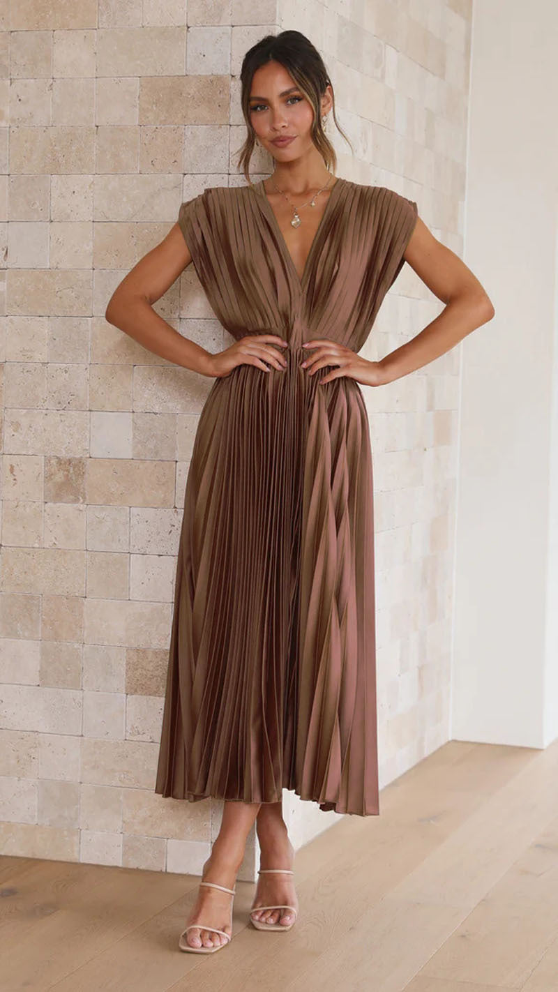Eloise | V-Neck Pleated Women's Party Dress