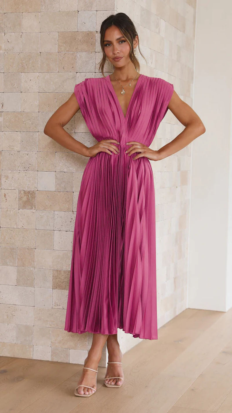Eloise | V-Neck Pleated Women's Party Dress