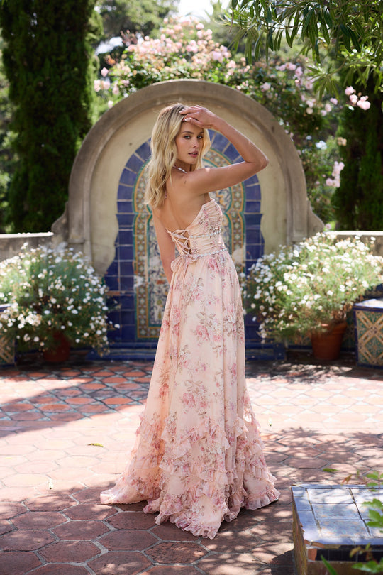 Margot | Textured Peach-Tone Women's Party Dress