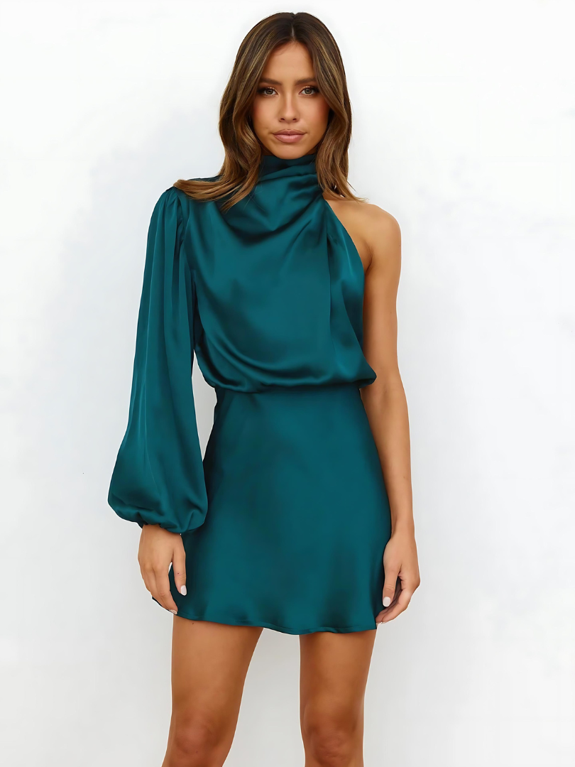Serena | One-Shoulder Draped Women's Party Dress