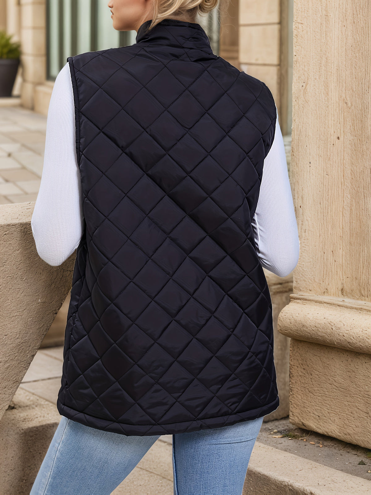 Lowri | Longline Quilted Zip-Up Gilet