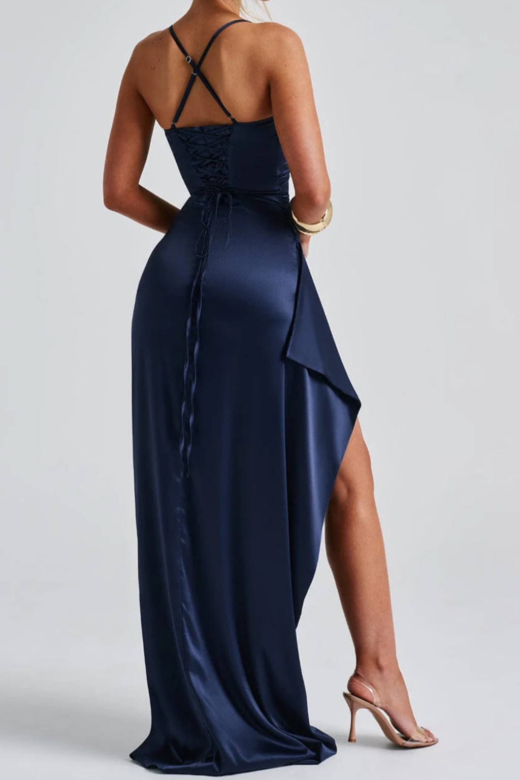 Lucia | Satin Strappy High-Slit Women's Party Dress