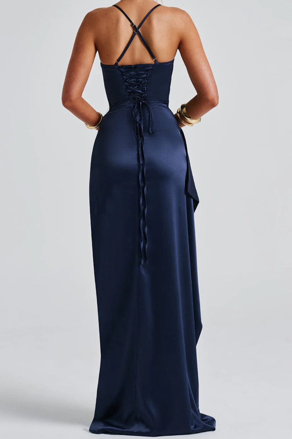 Lucia | Satin Strappy High-Slit Women's Party Dress