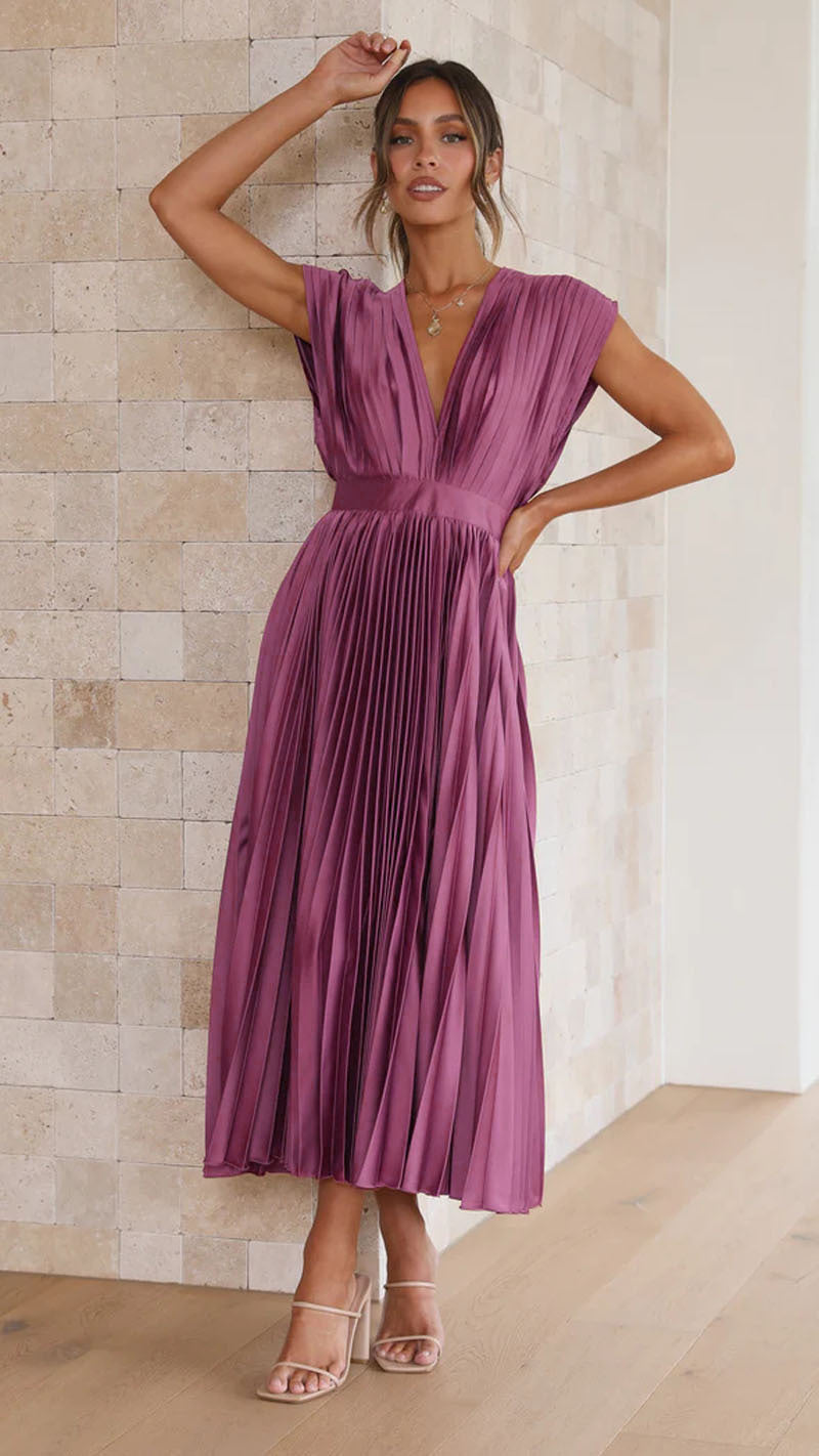 Eloise | V-Neck Pleated Women's Party Dress