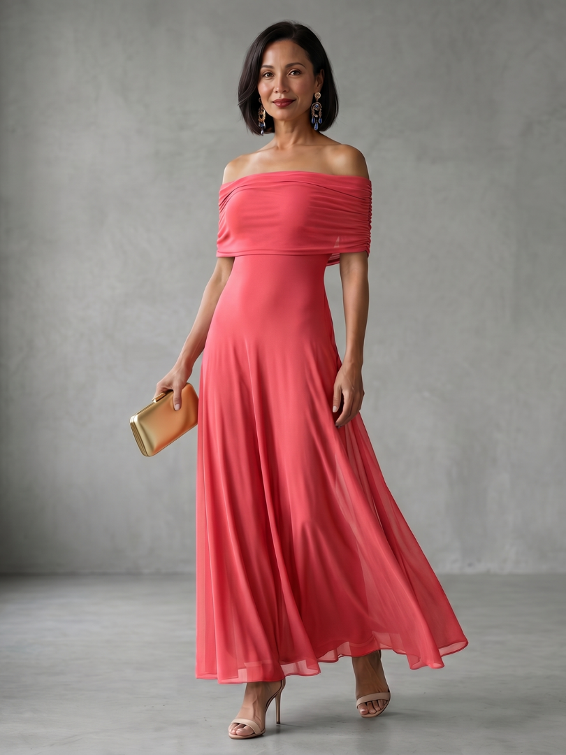 Georgiana | Off-Shoulder Fitted Women's Wedding Guest Dress