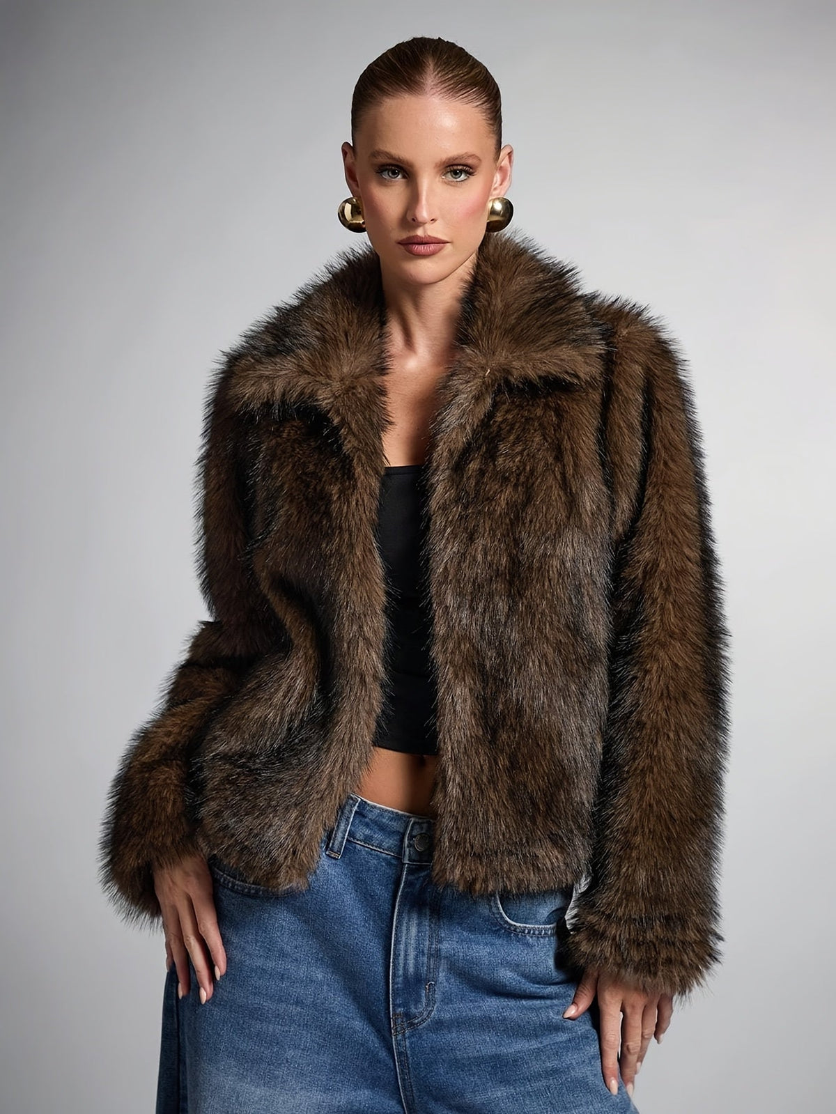 Elara | Women’s Cropped Faux Fur Coat for Winter
