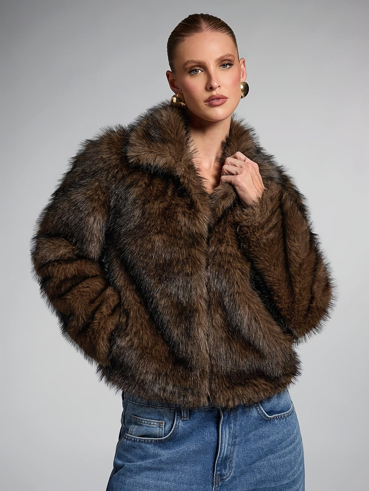 Elara | Women’s Cropped Faux Fur Coat for Winter