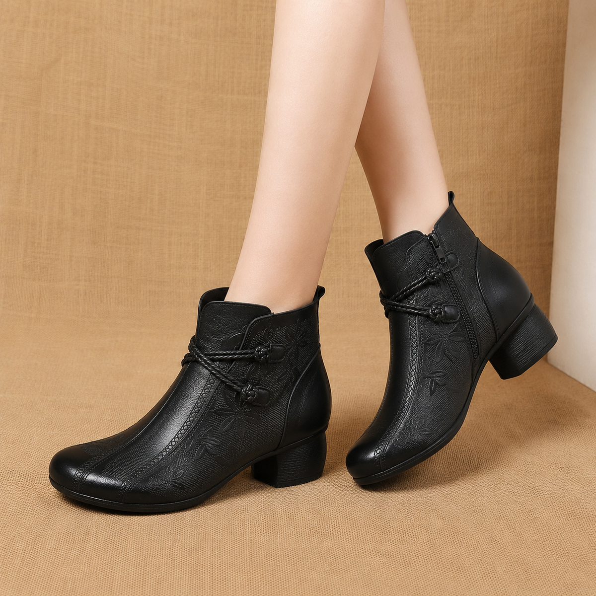 Sasha | Polished Leather Ankle Boots