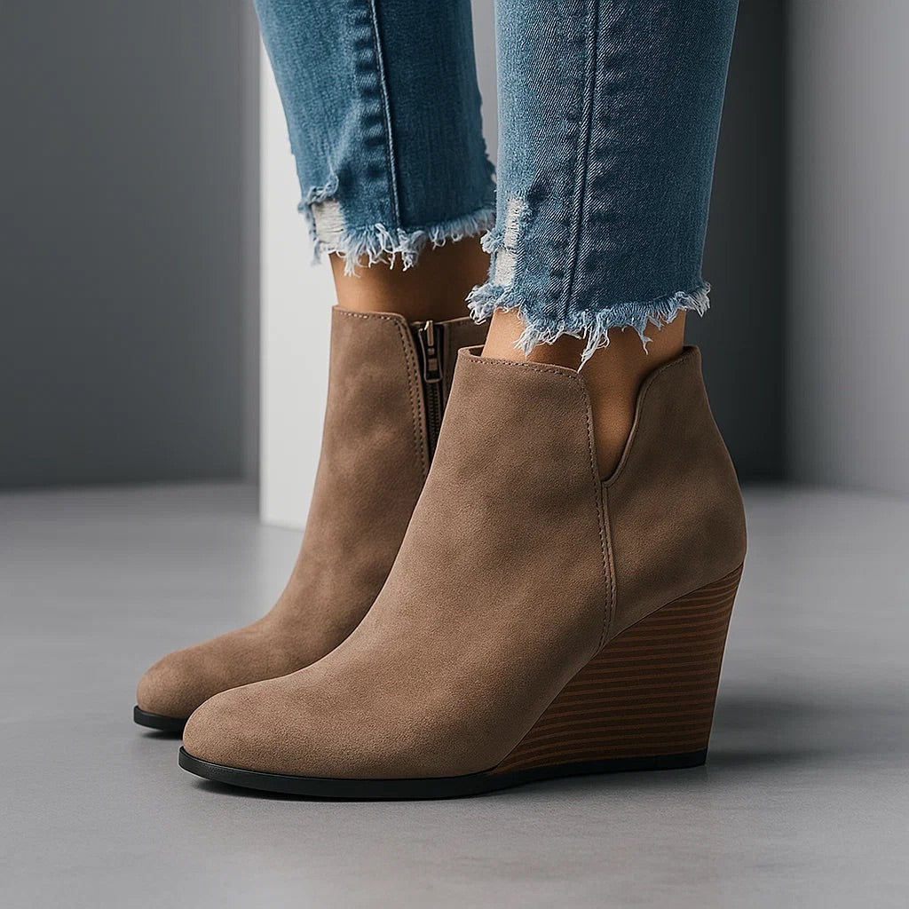 Nadia | Chic Suede Wedge Ankle Boots