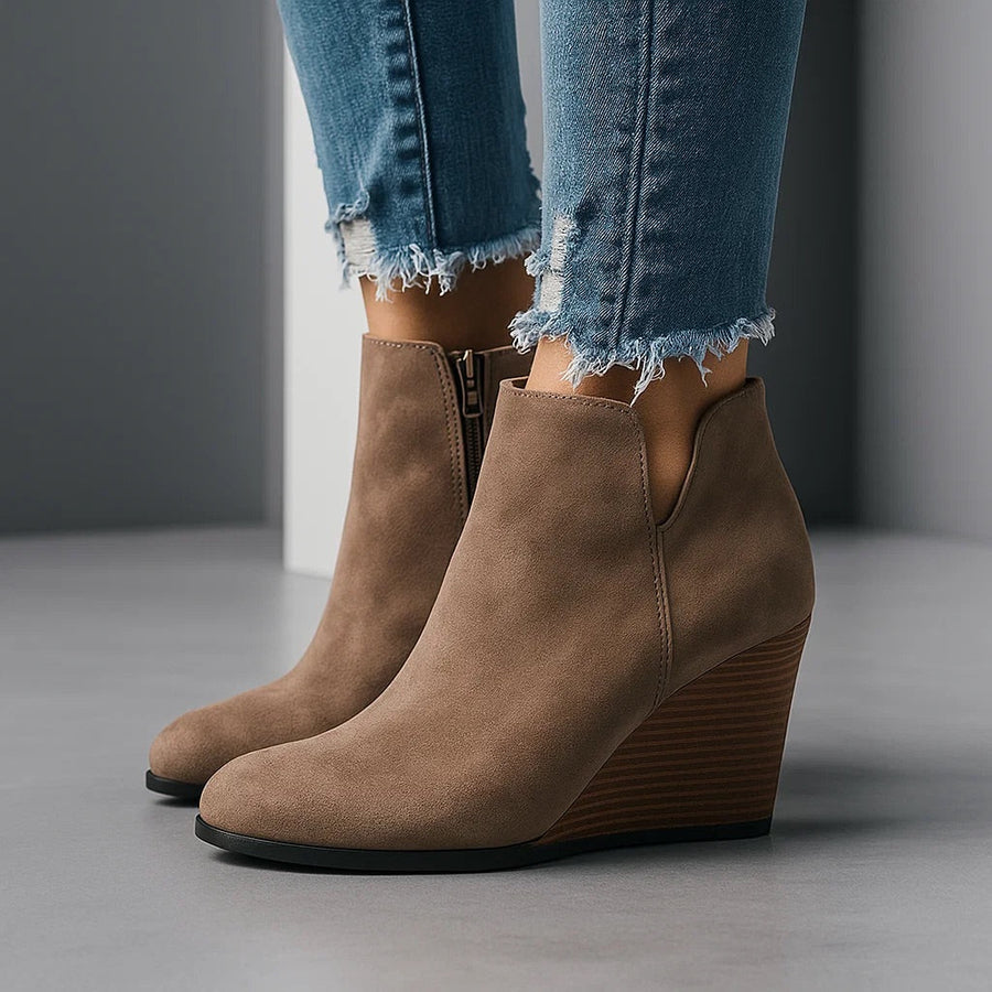 Nadia | Chic Suede Wedge Ankle Boots