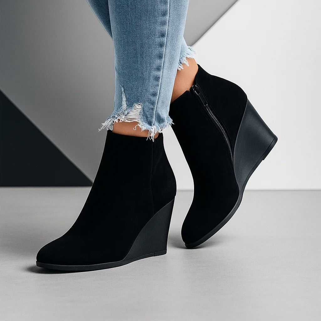 Nadia | Chic Suede Wedge Ankle Boots