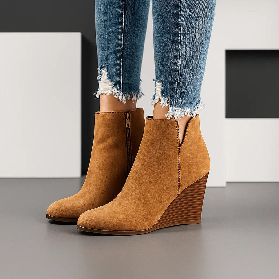 Nadia | Chic Suede Wedge Ankle Boots