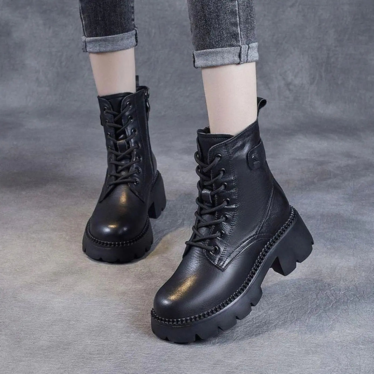 Petra | Chunky Platform Lace-Up Ankle Boots