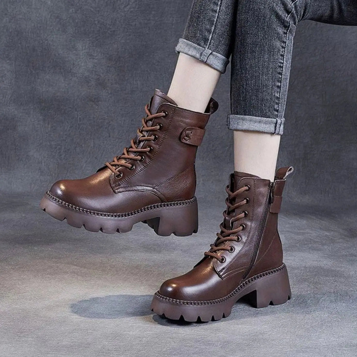 Petra | Chunky Platform Lace-Up Ankle Boots