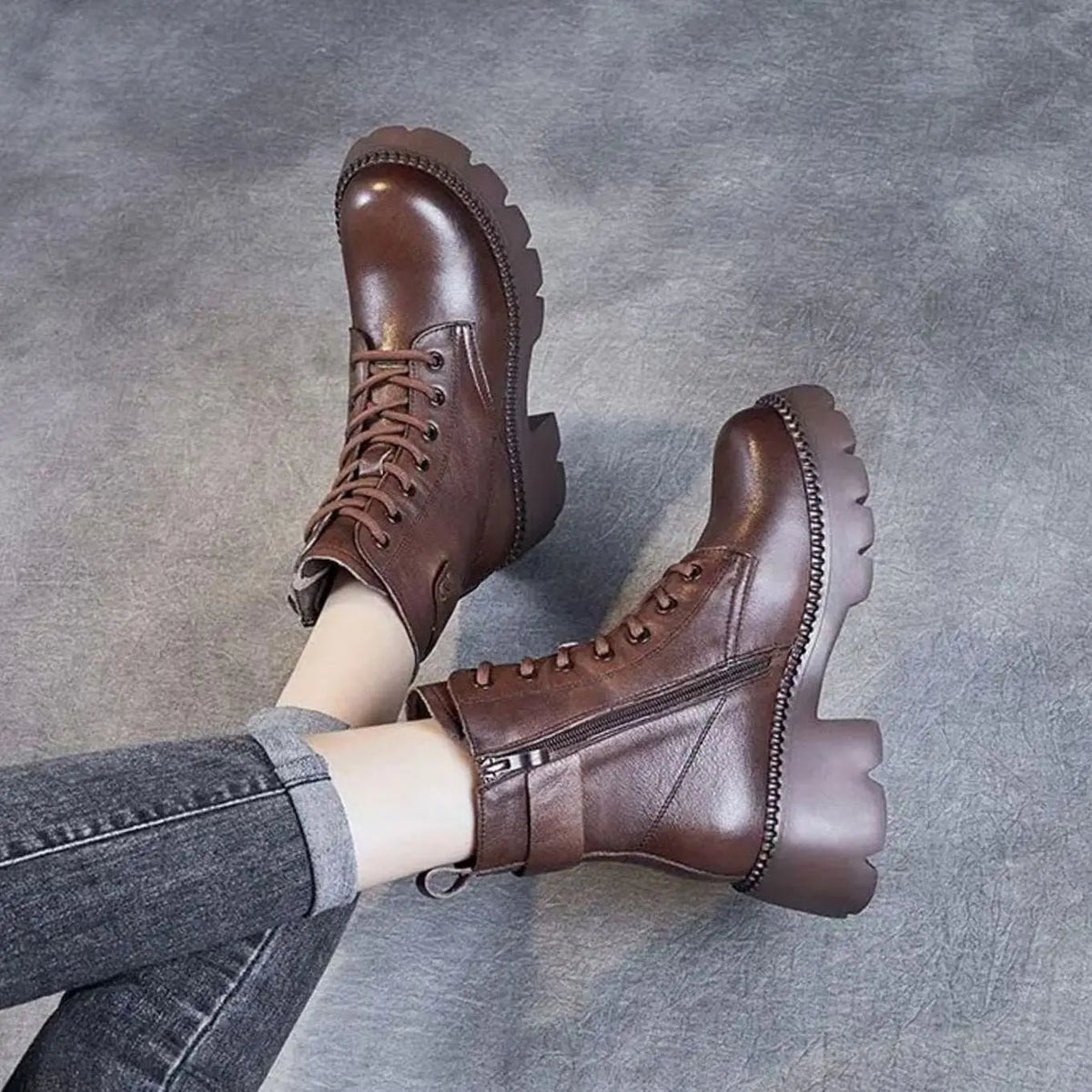 Petra | Chunky Platform Lace-Up Ankle Boots