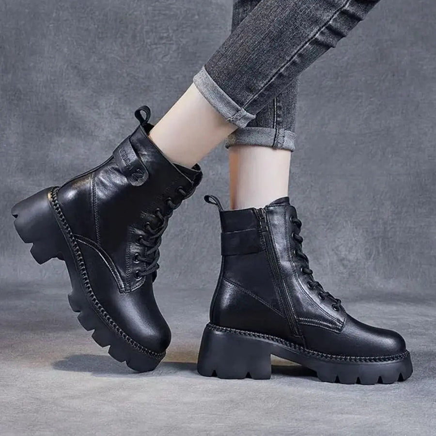 Petra | Chunky Platform Lace-Up Ankle Boots