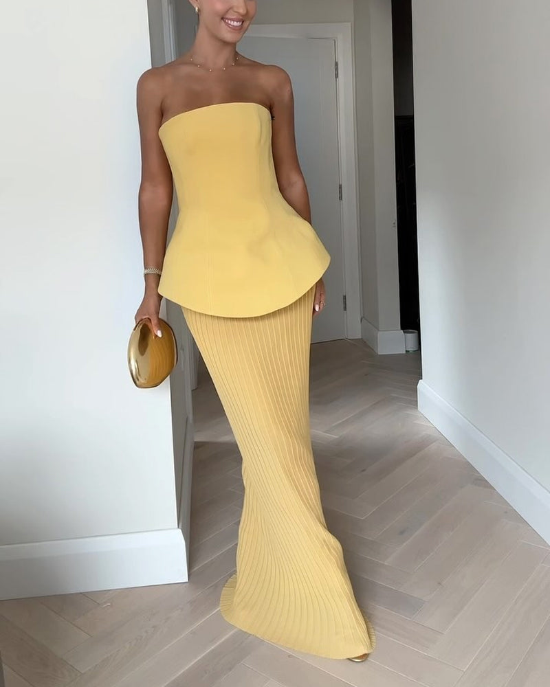 Camille | Strapless Peplum Women's Party Dress