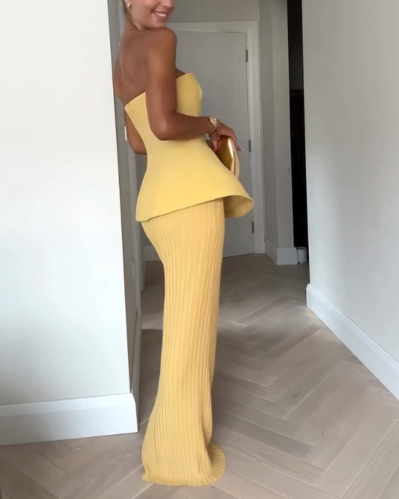 Camille | Strapless Peplum Women's Party Dress