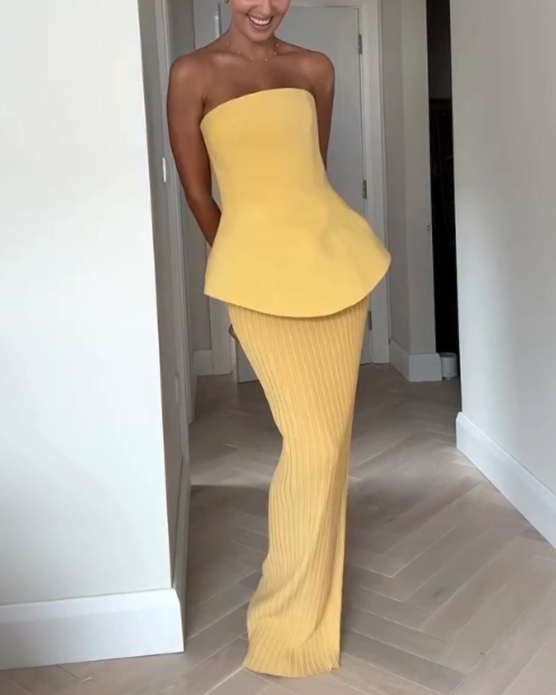 Camille | Strapless Peplum Women's Party Dress