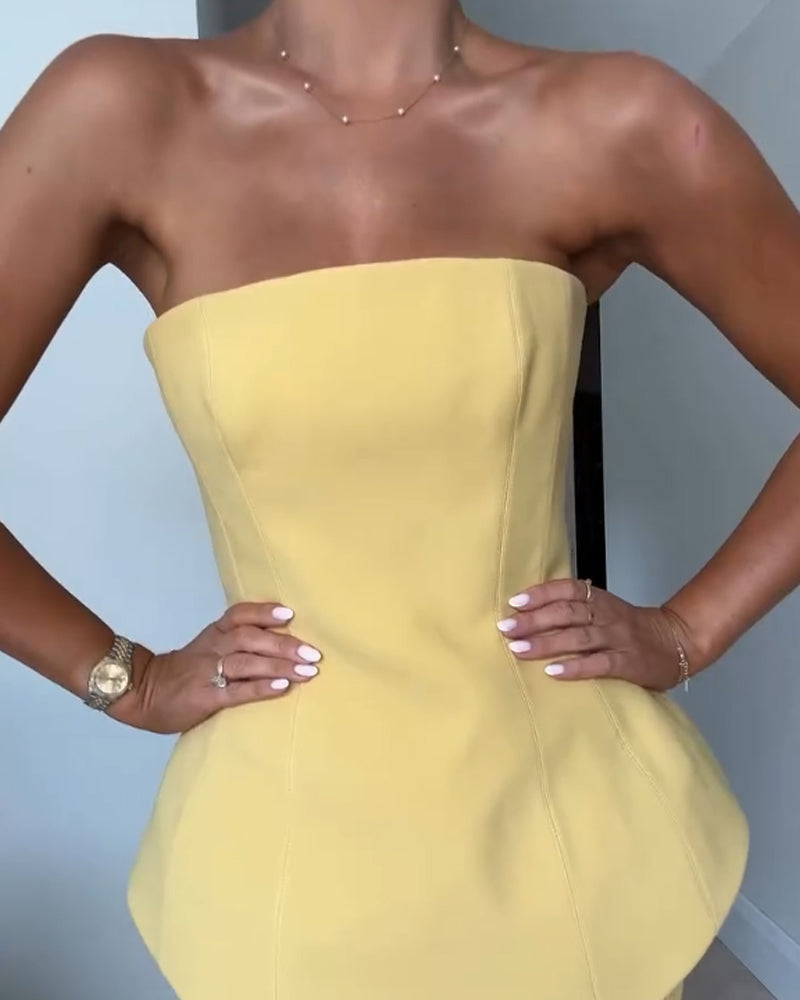 Camille | Strapless Peplum Women's Party Dress
