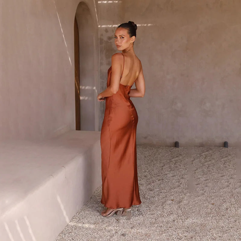 Vesper | Satin Open-Back Women's Party Dress