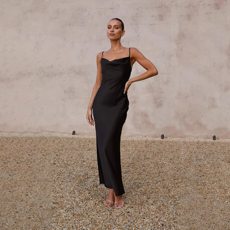Vesper | Satin Open-Back Women's Party Dress