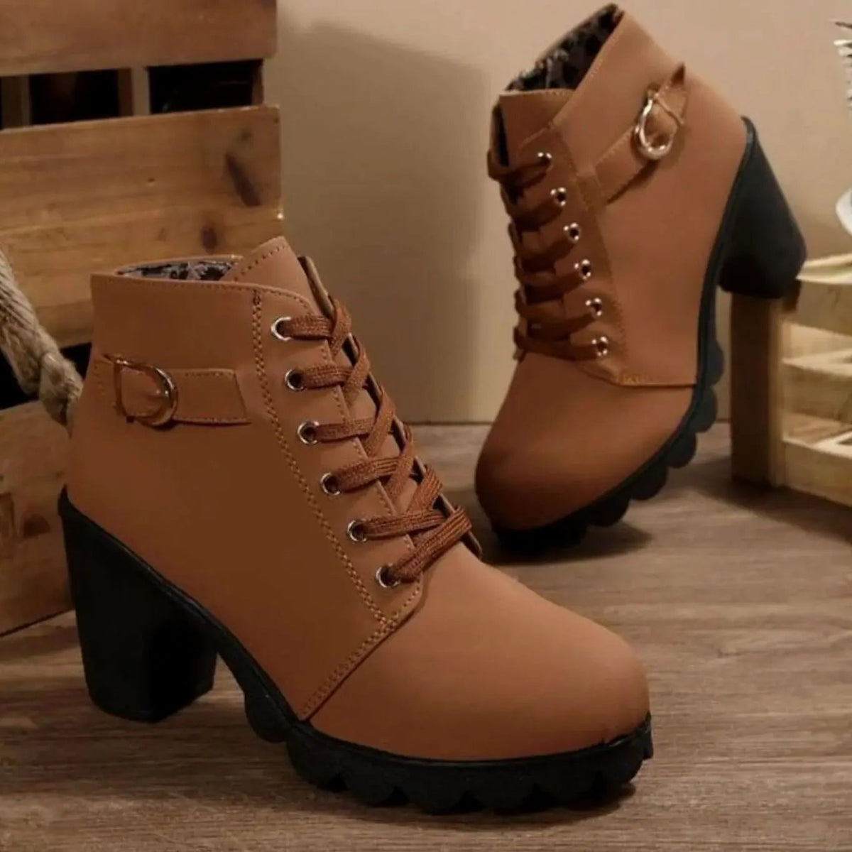 Indira | Bold Lace-Up Platform Ankle Boots