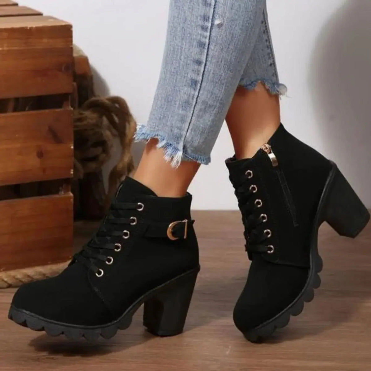 Indira | Bold Lace-Up Platform Ankle Boots