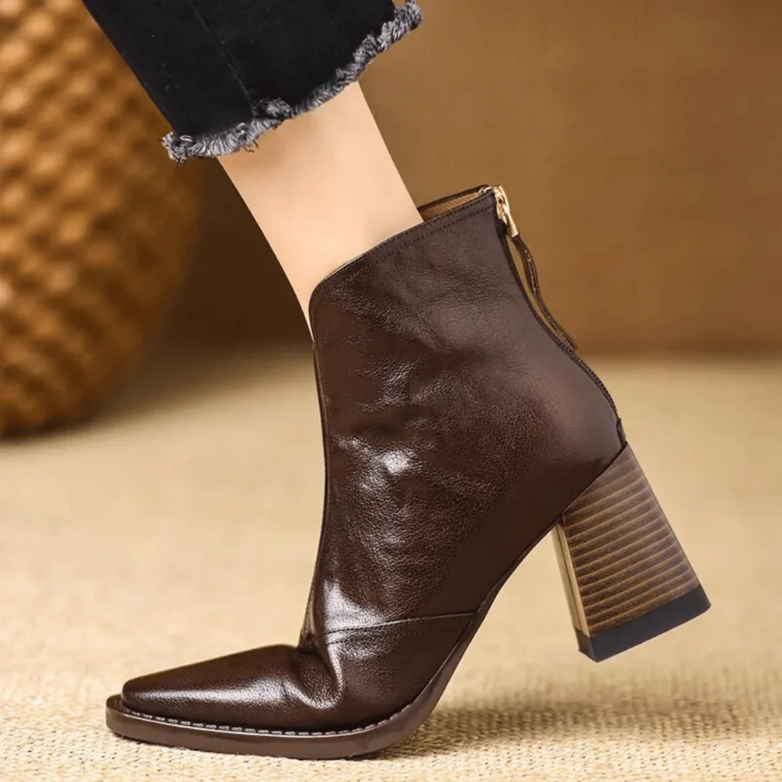 Solene | Elegant V-Cut Ankle Boots