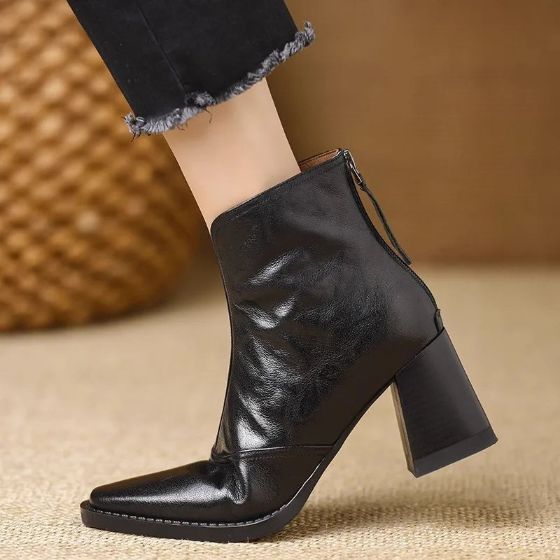 Solene | Elegant V-Cut Ankle Boots