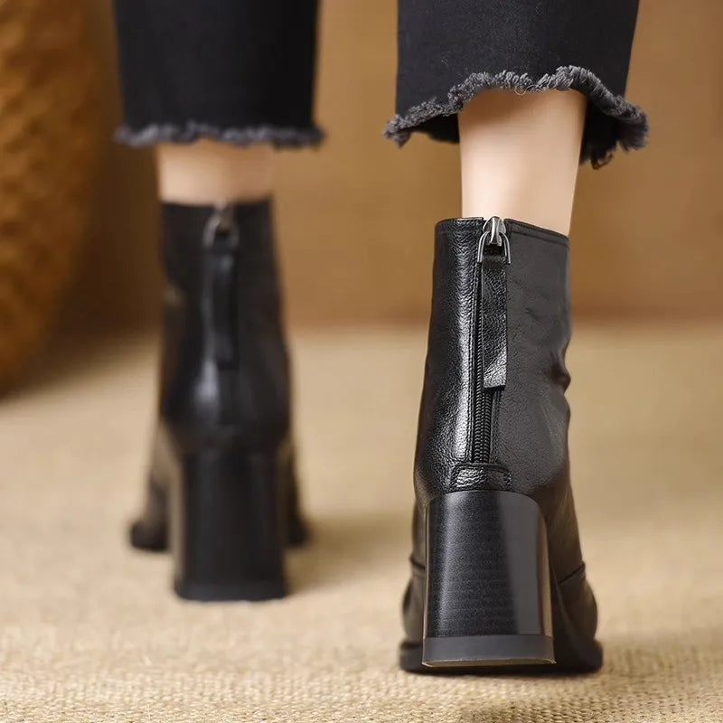 Solene | Elegant V-Cut Ankle Boots