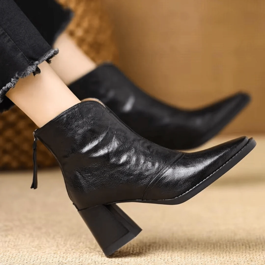Solene | Elegant V-Cut Ankle Boots
