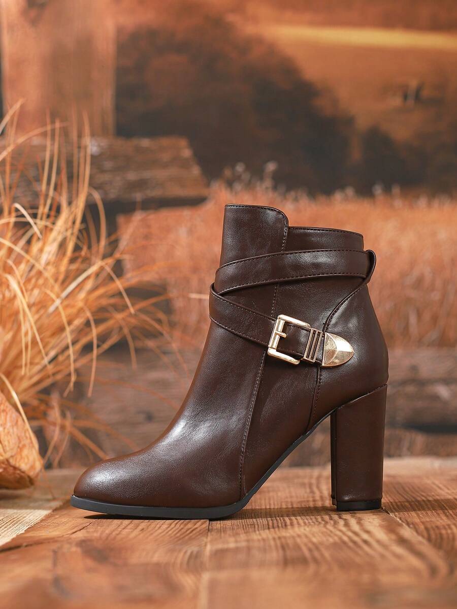 Ingrid | Bold Crossover Buckle Ankle Boots