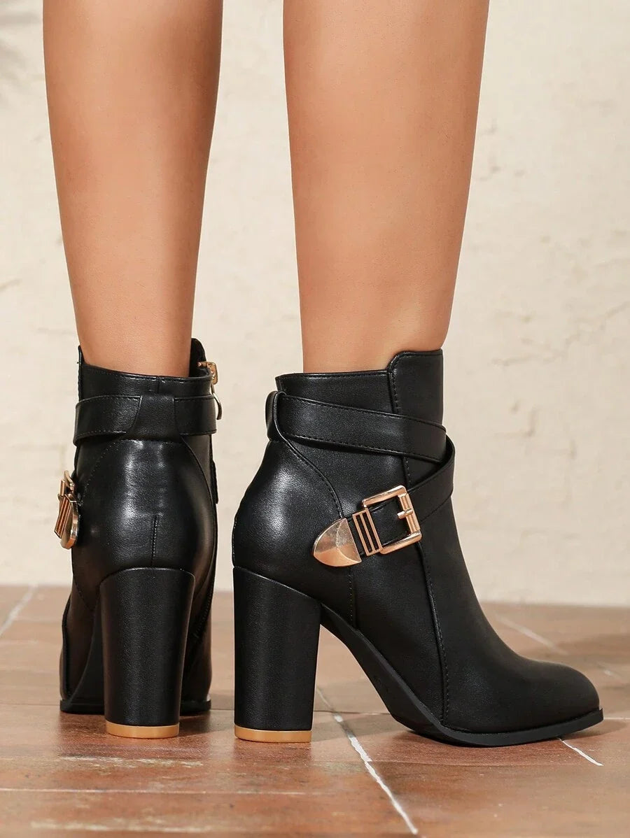Ingrid | Bold Crossover Buckle Ankle Boots