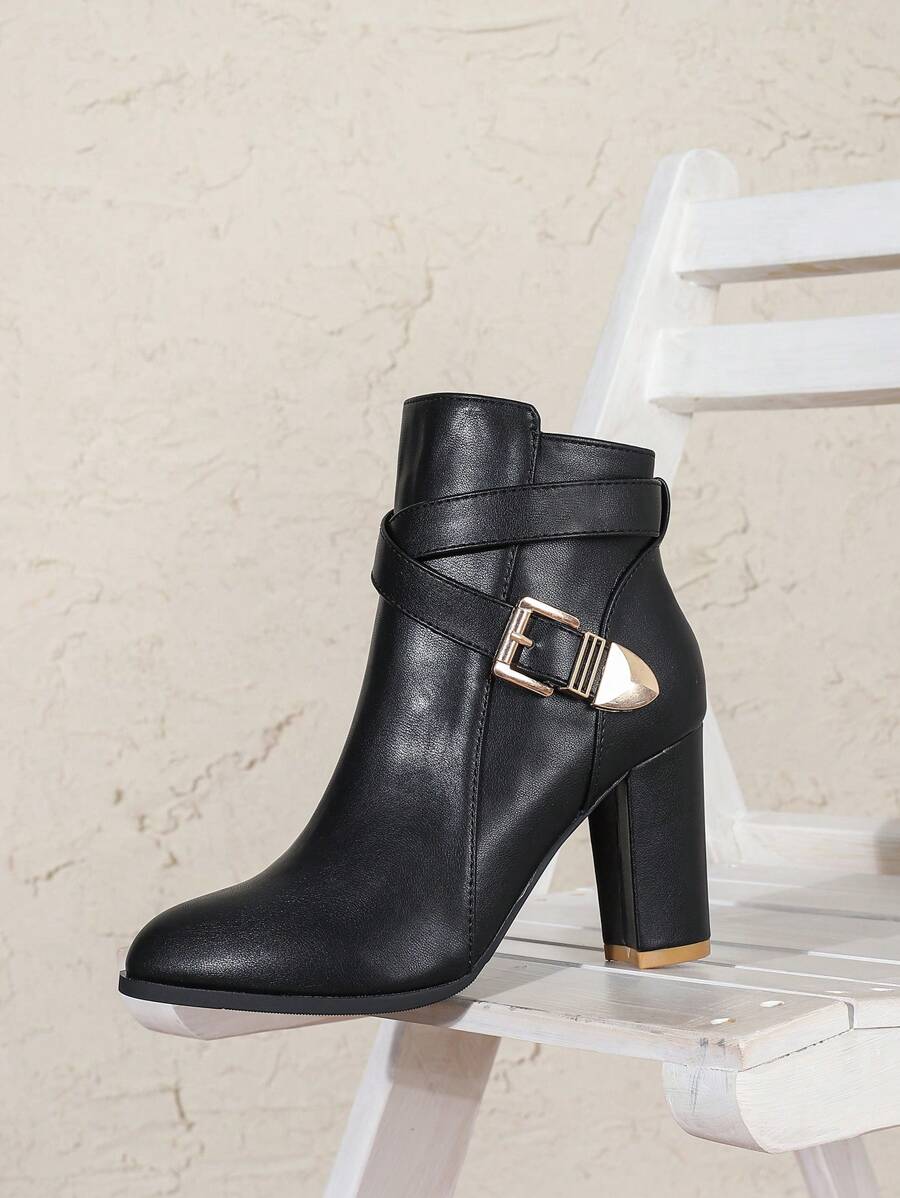 Ingrid | Bold Crossover Buckle Ankle Boots