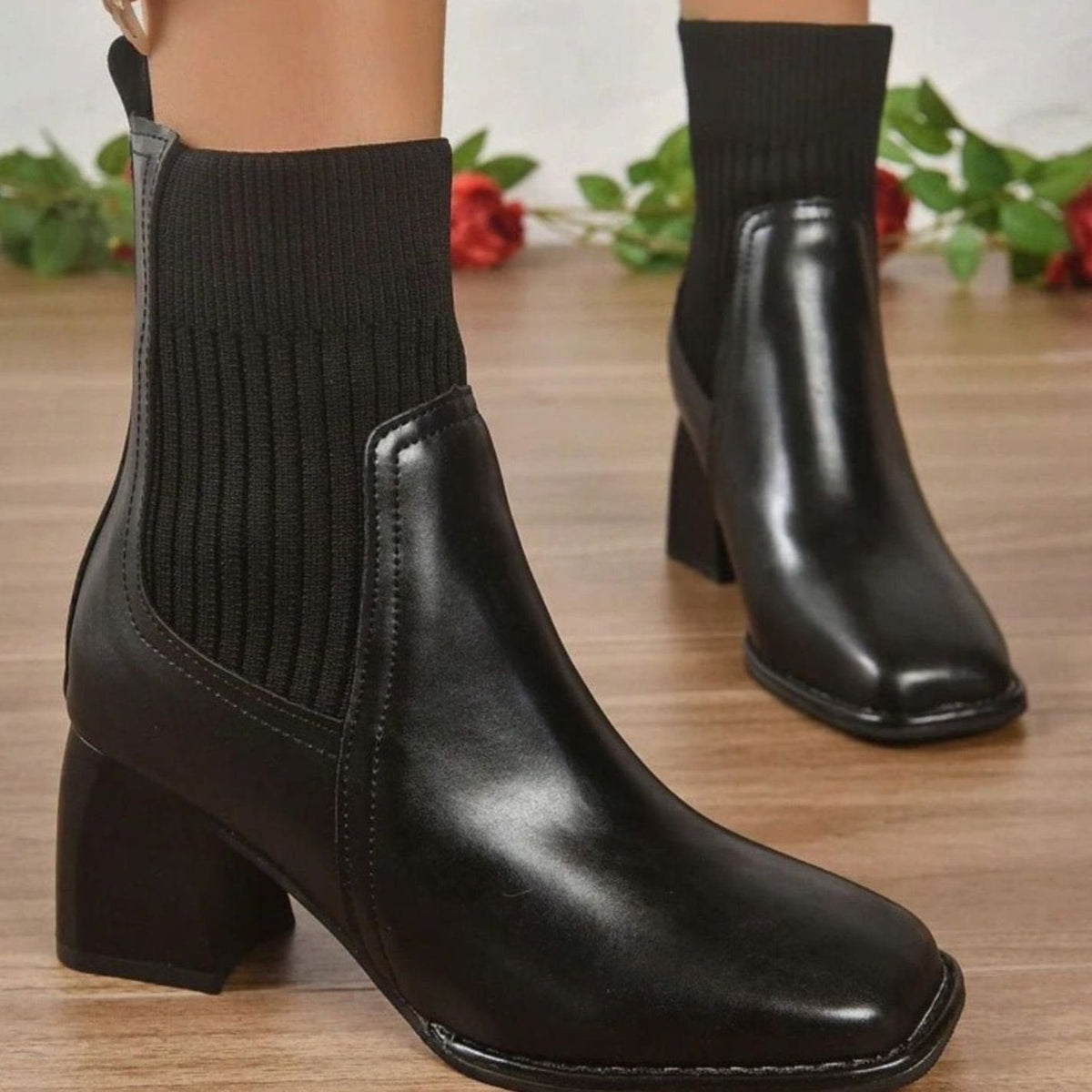 Farrah | Cosy Knit Panel Ankle Boots