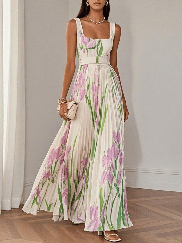 Eliana | Floral Chiffon Pleated Women's Party Dress