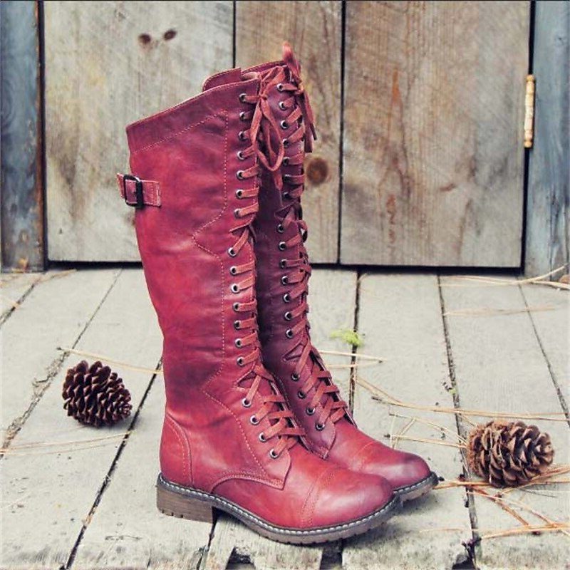 Odette | Knee High Lace-Up Boots with Buckle