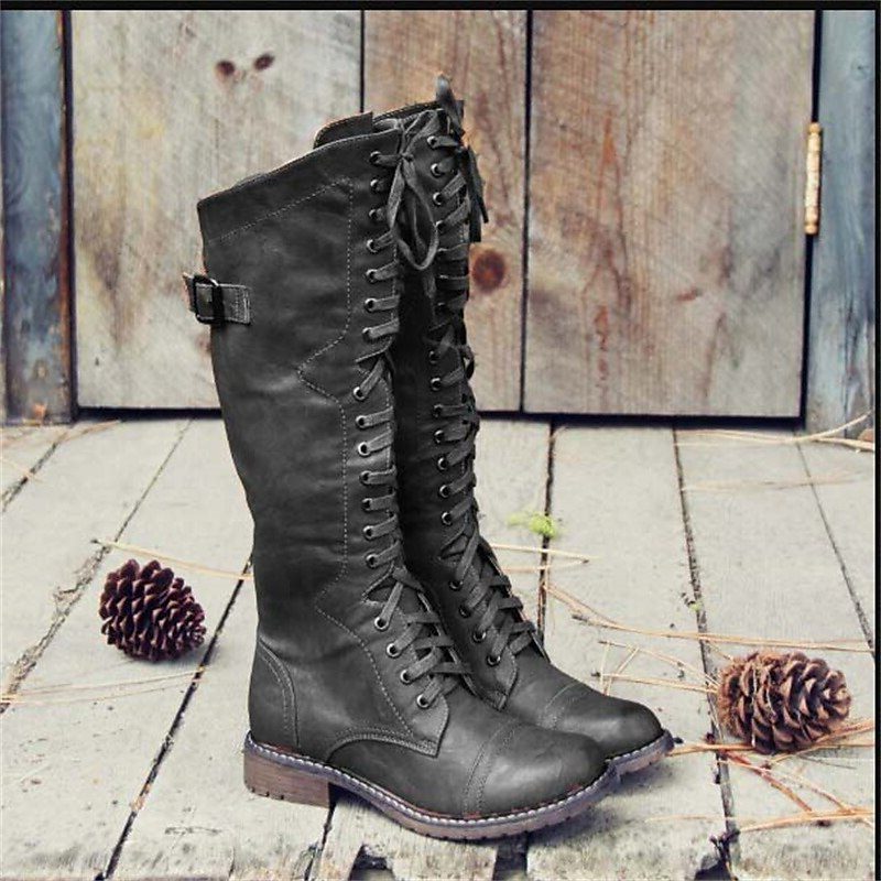 Odette | Knee High Lace-Up Boots with Buckle