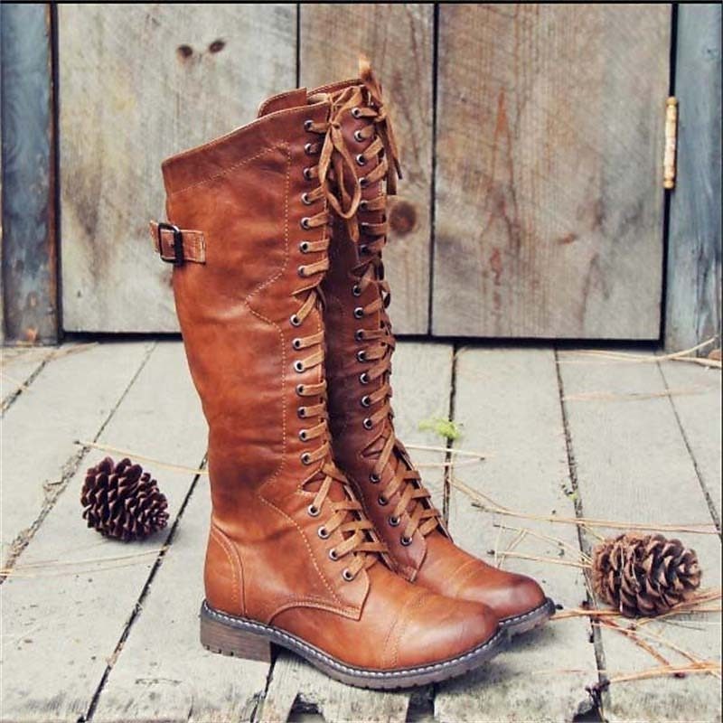 Odette | Knee High Lace-Up Boots with Buckle