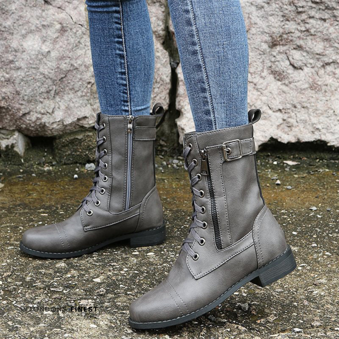 Marina | Rugged Buckle Strap Combat Boots