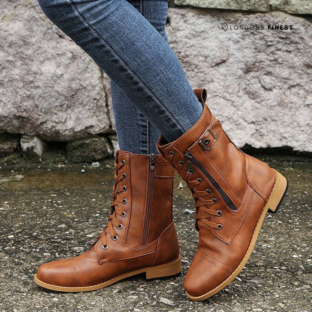 Marina | Rugged Buckle Strap Combat Boots