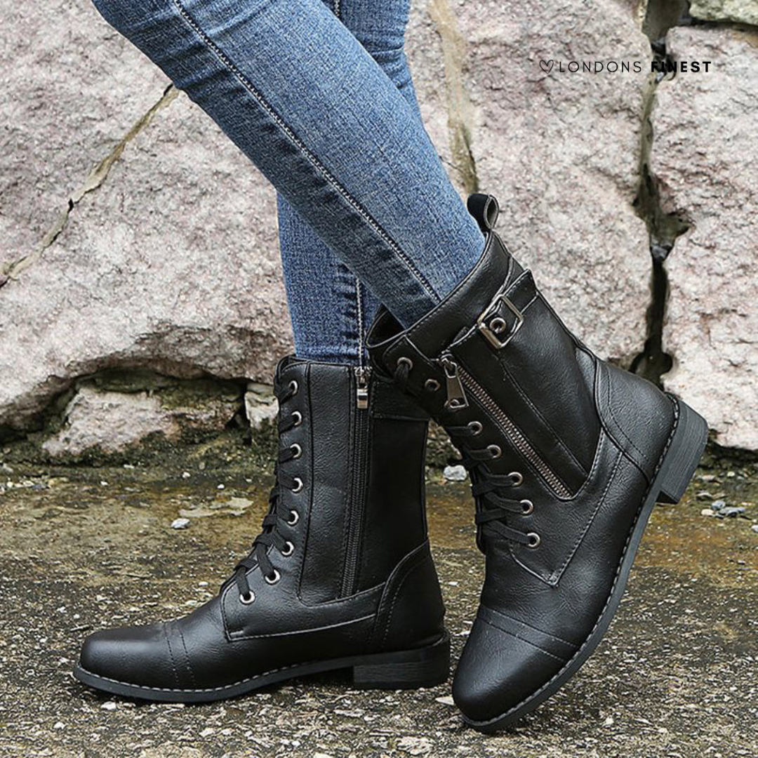 Marina | Rugged Buckle Strap Combat Boots