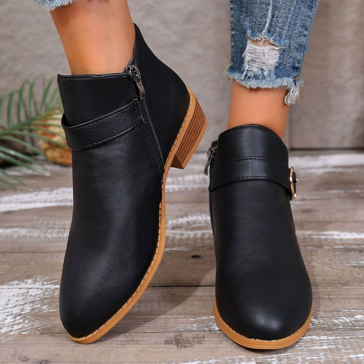 Aurelia | Classic Buckle Strap Ankle Boots