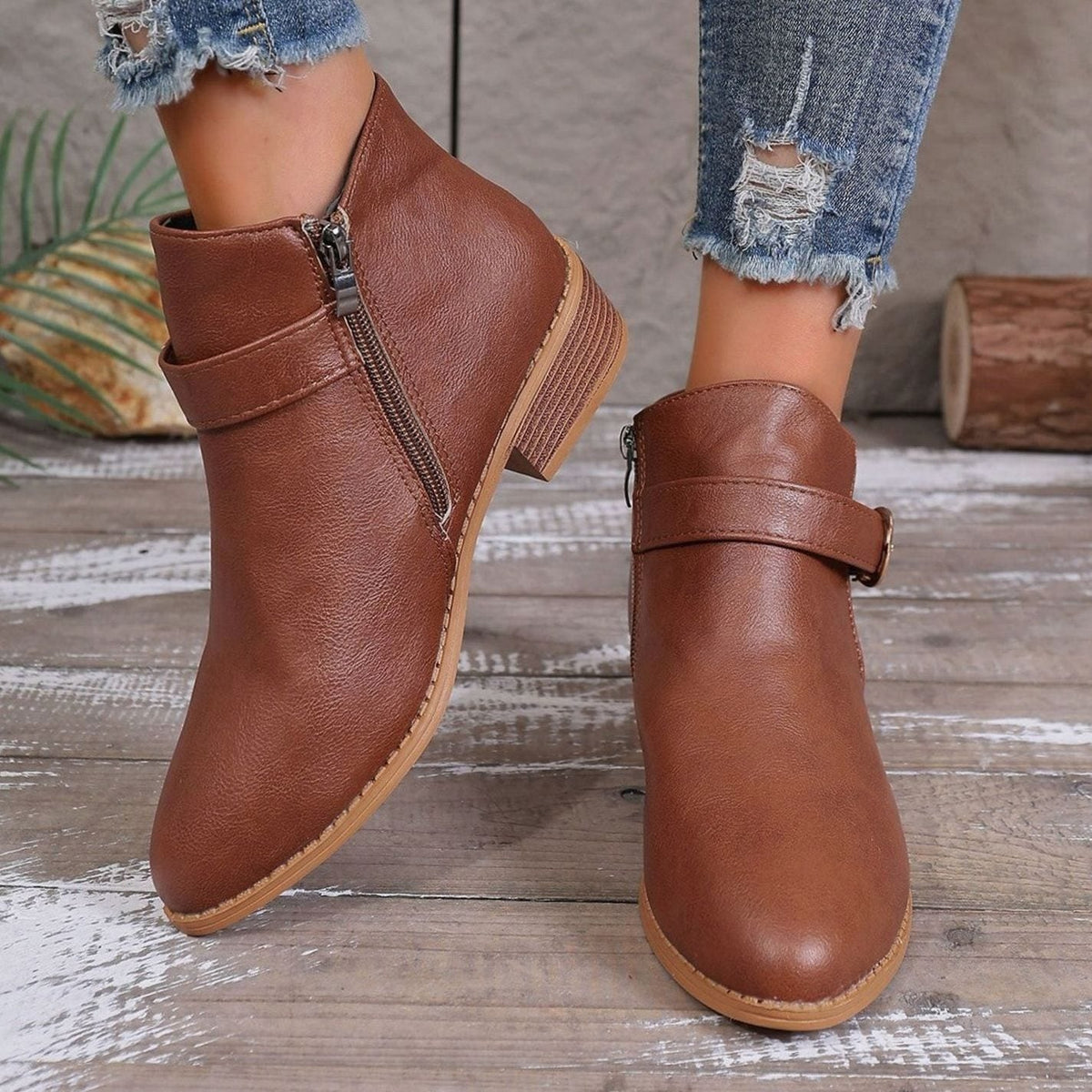 Aurelia | Classic Buckle Strap Ankle Boots
