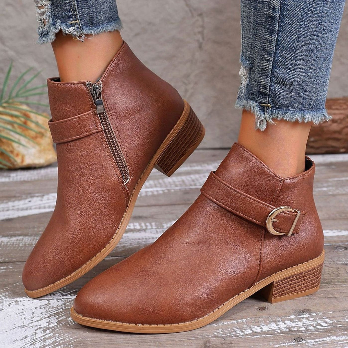 Aurelia | Classic Buckle Strap Ankle Boots