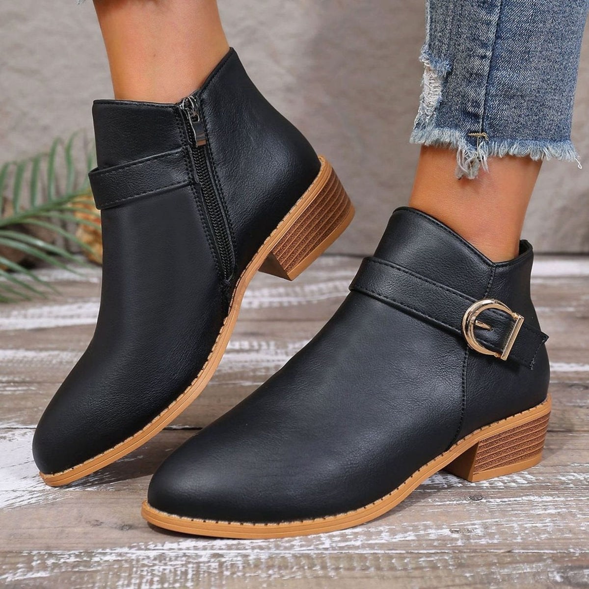 Aurelia | Classic Buckle Strap Ankle Boots