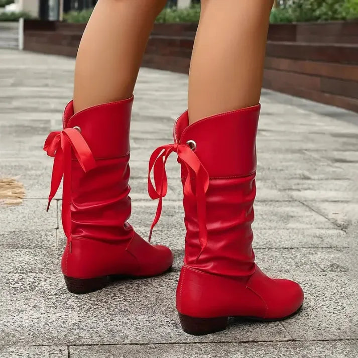 Beatrix | Feminine Knee High Boots with Bow Detail