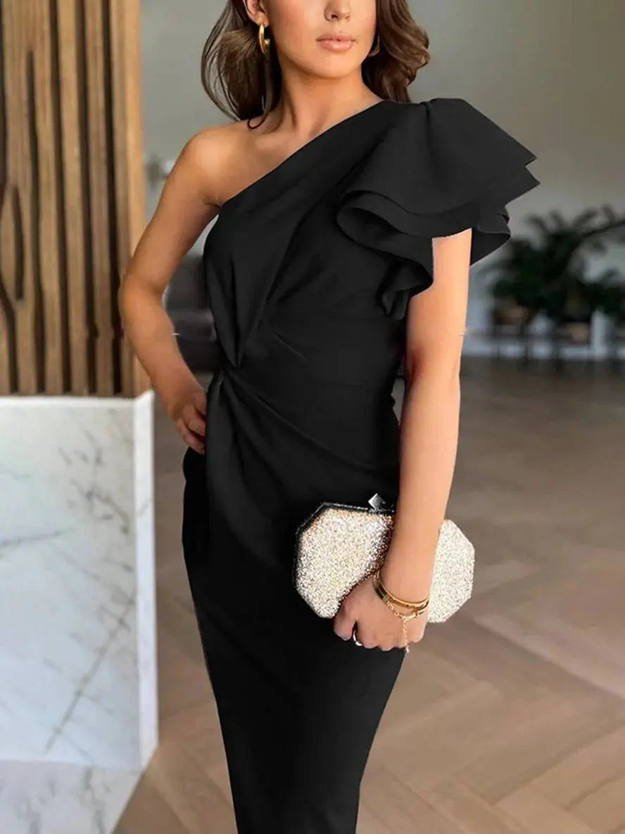 Ximena | One-Shoulder Ruffle Women's Party Dress